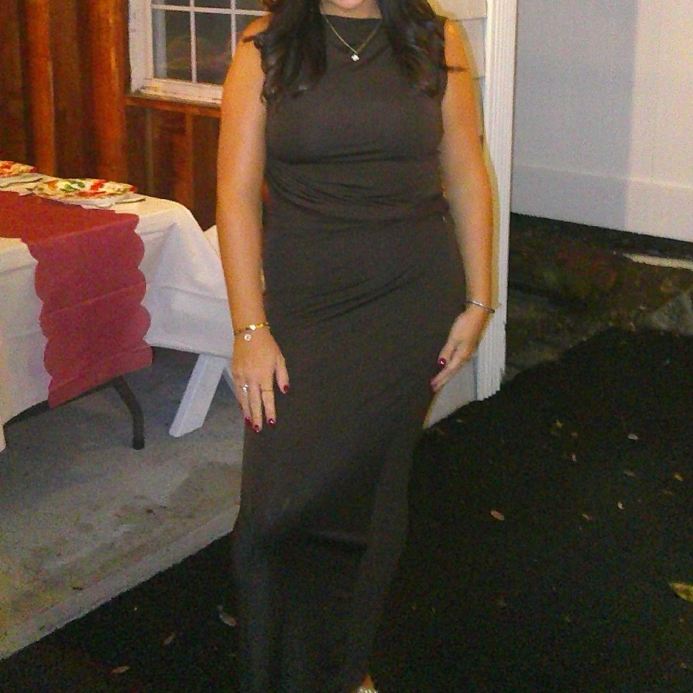 Cider two piece brown fall set with tank top and maxi skirt